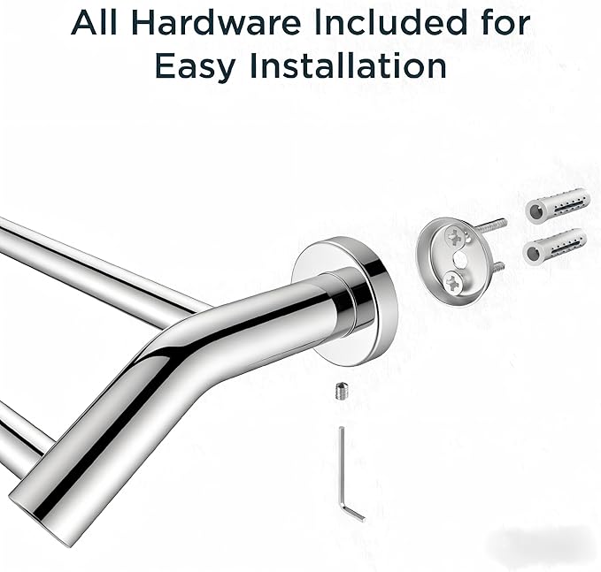 FORIOUS Double Towel Bar 24", Heavy Duty SUS304 Stainless Steel Dual Towel Racks for Bathroom Wall Mount, Space Saving Towel Rod Towel Holder Rail, Chrome