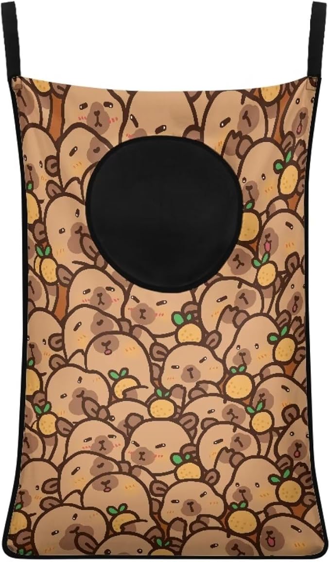 ZOUTAIRONG Cartoon Capibala Printed Hanging Laundry Hamper Laundry Bag Zipper Toys Storage Organizers for Bedroom, Closet, Home, Dorm Over The Door Laundry Hamper