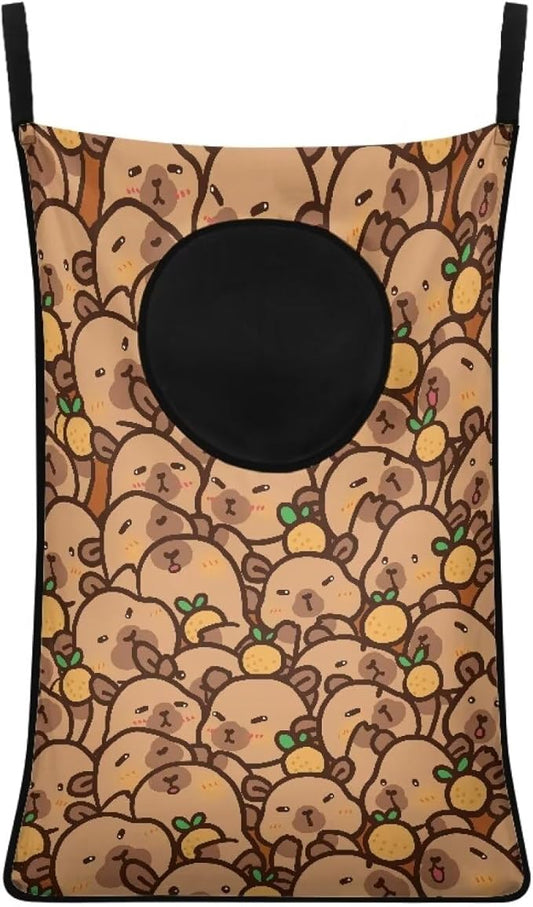 ZOUTAIRONG Cartoon Capibala Printed Hanging Laundry Hamper Laundry Bag Zipper Toys Storage Organizers for Bedroom, Closet, Home, Dorm Over The Door Laundry Hamper