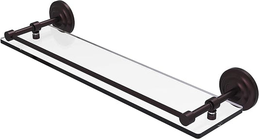 Allied Brass QN-1/22-GAL-ABZ Que New 22 Inch Tempered Gallery Rail Glass Shelf, Antique Bronze