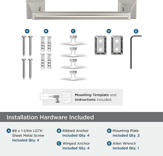 Amerock Mulholland Brushed Nickel 9 inch (229mm) Towel Bar, BH36025G10