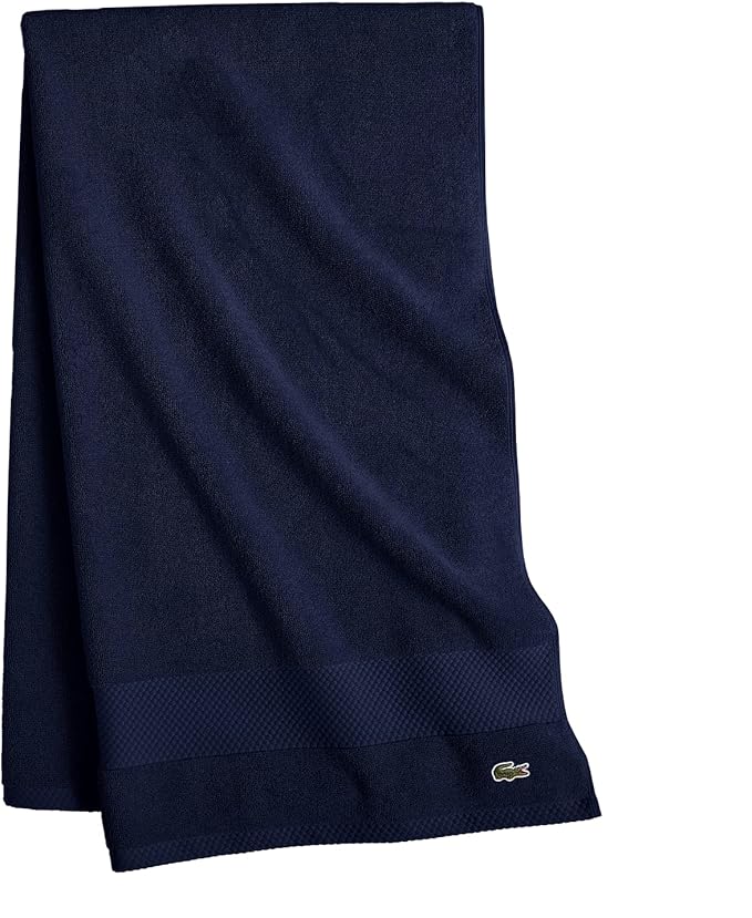 Lacoste Heritage 100% Supima Cotton Bath Towel, Navy, 30" x 54" – Highly Absorbent & Quick Drying, Premium Super Soft Bath Towel, Bathroom Essential, Gift for All Occasions, Machine Washable