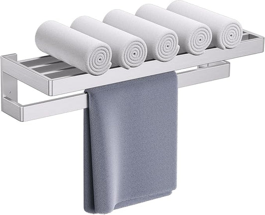 Brushed Nickel Towel Bar Towel Rack for Bathroom,Multi-Layer Towel Holder Stainless Steel Wall-Mounted Bathroom Hardware Accessories 23.6-inch
