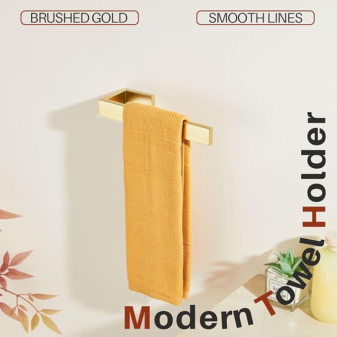 KOKOSIRI Hand Towel Bar Bath Towel Holders Wall Mount Kitchen Towels Shelves Bathroom Accessory Brushed Gold Stainless Steel, B3009BG