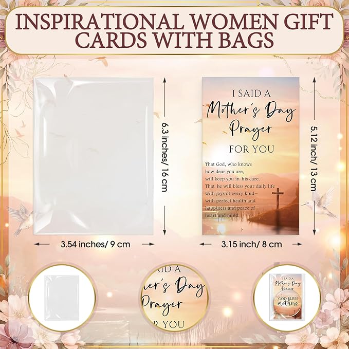 50 Set Mother's Day Inspirational Compact Mirror Religious Bulk Gift for Women Christian Mini Makeup Pocket Mirror Administrative Professional Gift with Card for Volunteer Employee Teacher (Lake)