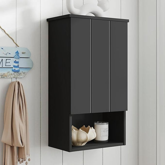VANIRROR Bathroom Wall Cabinet with Single Door, Soft-Close Hinges, 15x27 inch Wooden Medicine Cabinet for Small Kitchen, Laundry, Entryway, Durable MDF Construction