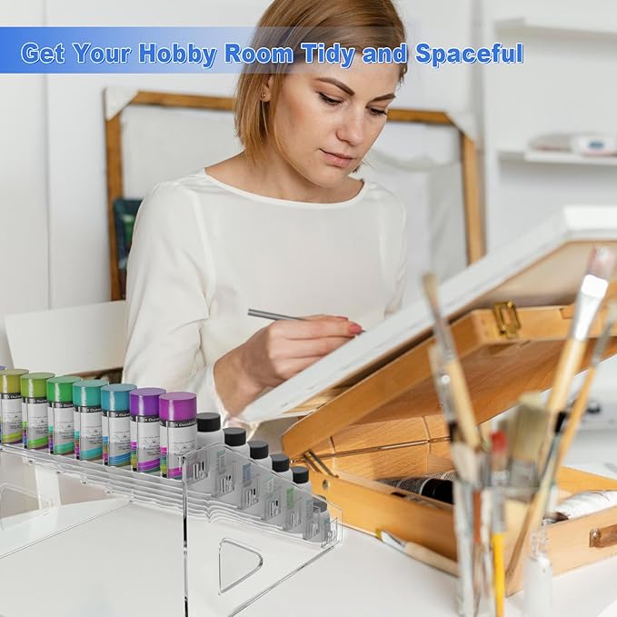 7 Layers Acrylic Paint Organizer, Painting Bottle Holder, Miniature Paint Holder, Craft Hobby Rack Shelf, Snap-on Design Easy Assembly Storage Rack for Citadel, Apple Barrel, Folkart -2oz Craft Paints