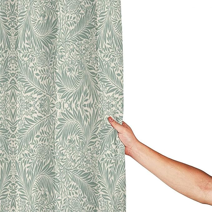 Vintage Botanical Shower Curtain William Morris Designs Green Jungle Fruit Print Shower Curtain Set Polyester Interior Waterproof Shower Curtain with 12 Hooks 72x84 Inches(183x214cm)
