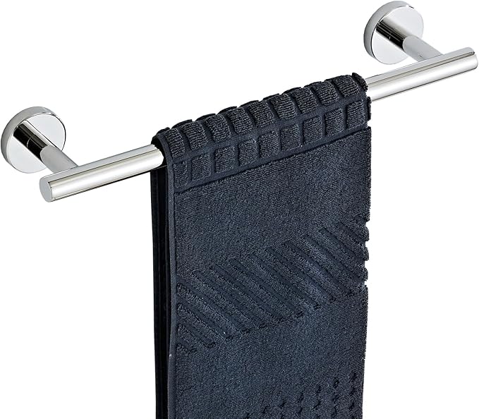 Bathroom Towel Bar, 12-Inch Towel Rack for Bathroom Wall Mounted, Chrome Thicken SUS304 Stainless Steel Towel Rod Modern Home Decor (Total Length 14-Inch)