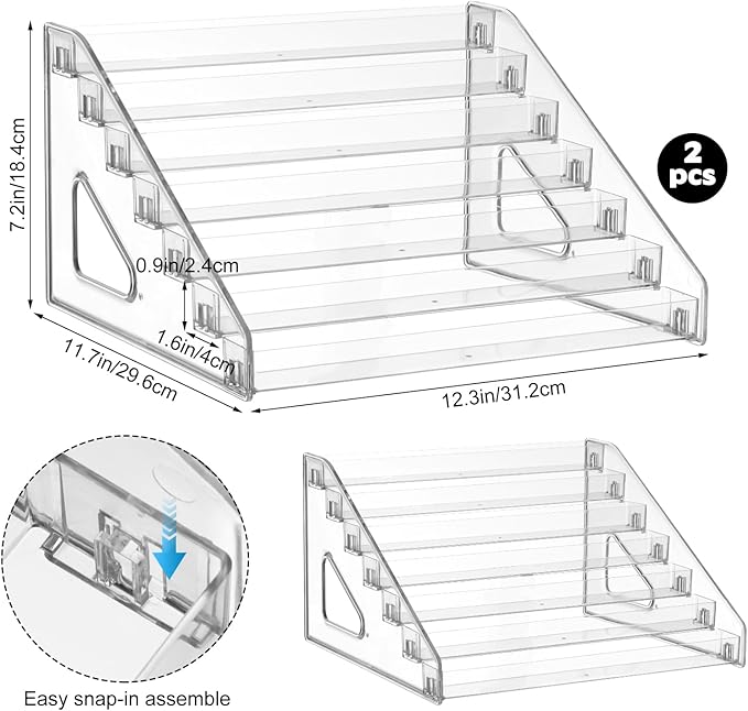 YEXEXINM 2 Pack 7 Tier Essential Oil Organizer,Clear Essential Oil Holder,Essential Oil Storage Shelf,Essential Oil Collection Display Rack Organizer Holds 5ml 10ml 15ml 30ml Essential Oils