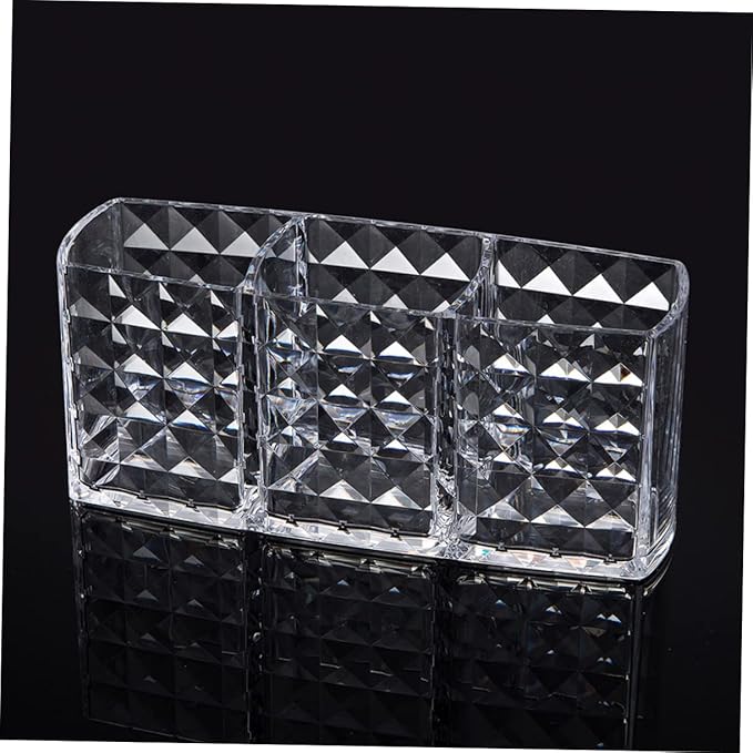 minkissy Acrylic Diamond Pattern Makeup Brush Holder Cosmetic Storage Box Compartments Organizer for Makeup Lipsticks and Beauty Tools Stylish Desktop Display Stand