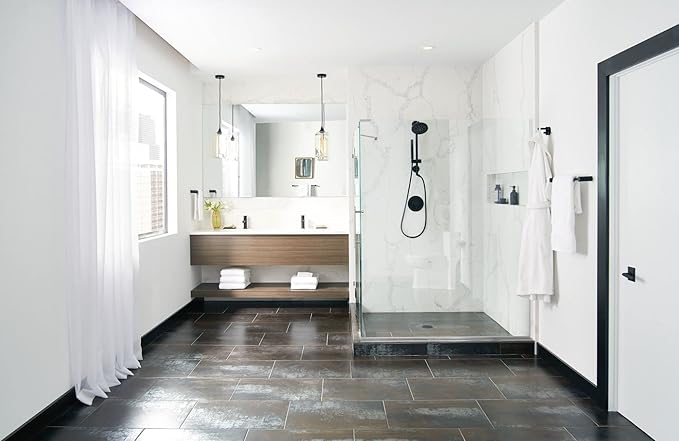 Moen Align Matte Black 9-inch Modern Hand Towel Bar, Bathroom Towel Hanger, YB0486BL