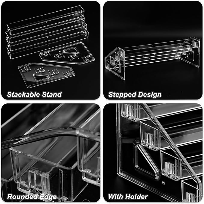Nail Polish Organizer Clear Acrylic Eyeglasses Display Holder Essential Oil Storage Rack Makeup Stand Tray - 4 Layer