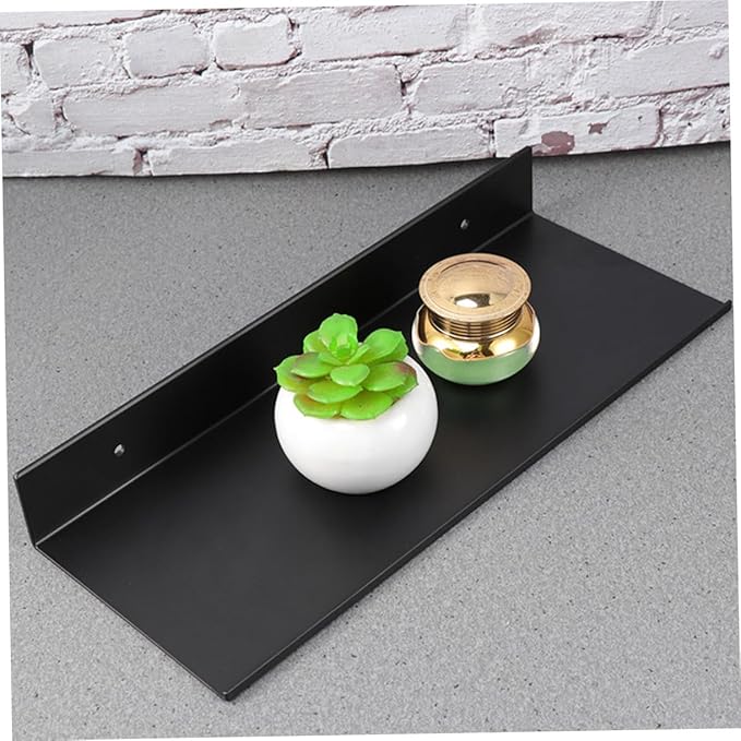 2pcs Metal Floating Shelves for Bathroom Storage Wall Mounted Display Rack Elegant Design for Organizing Toiletries and Kitchen Essentials and Easy to Install