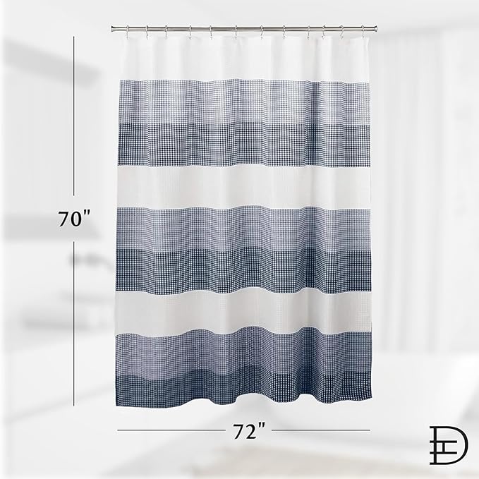 Dainty Home Ombre Waffle Weave Shower Curtain (Navy)