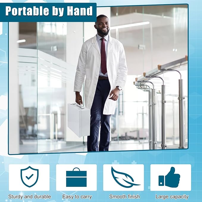 Zonon 1 Pcs Industrial Empty Medicine Cabinet 15" W x 10-1/4" H x 4-1/2" D, Large Capacity Metal First Aid Cabinet with Fold Down Door, 2 Shelves Medicine Organizer for Medication for Bathroom, White