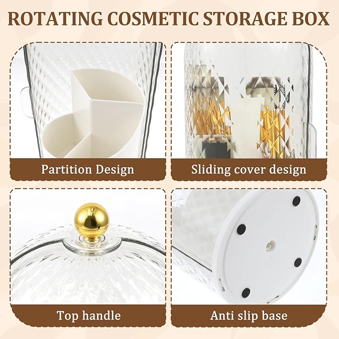 Concealed Toothbrush Holder 360?? Rotating Makeup Brush Organizer Dustproof Cosmetic Brush Container for Toothbrush Lipstick Vanity (white)