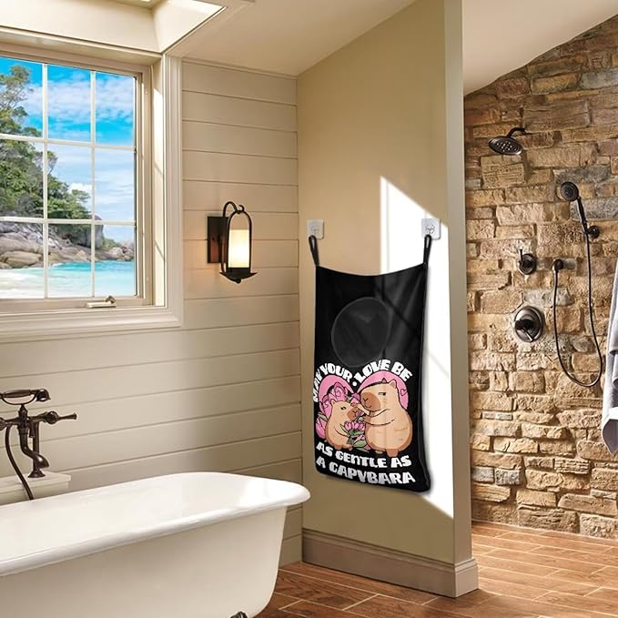 ZOUTAIRONG Capybara Print Hanging Hamper Laundry Bag Cute Laundry Baskets Over Door Laundry Hamper Space Saving Storage Organizers Clothes Hampers