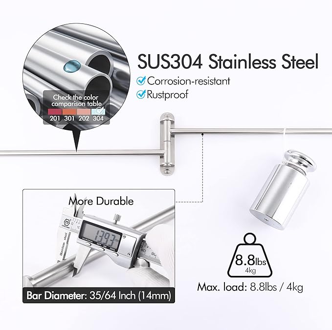 KES 19.5-Inch Bathroom Towel Rack, Swivel Towel Rack 2-Arm, Swing Out Double Towel Bar Wall Mounted, SUS304 Stainless Steel Brushed Finish, A2103S2L50-2