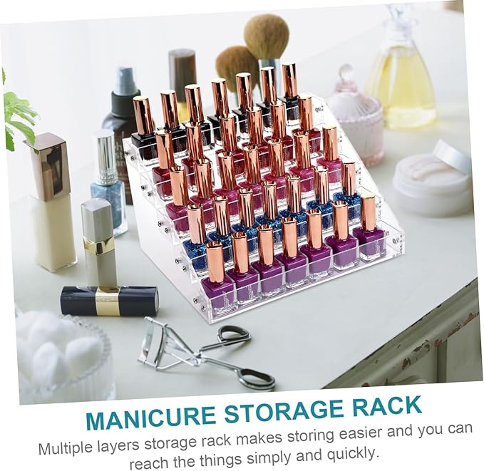 1pc Acrylic Multi Manicure Display Rack for Nail Polish Organization Makeup Shelf for Dressing Table Bedroom and Salon Use Practical and Stylish Storage