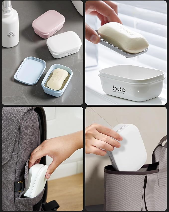 PEISAINOX Travel Soap Case, Leakproof Soap Container with Lid, Portable Bar Soap Holder for Traveling, Soap Dishe for Bathroom, Shower, Gym, School, Camping, Vacation, Outdoor (Pink)
