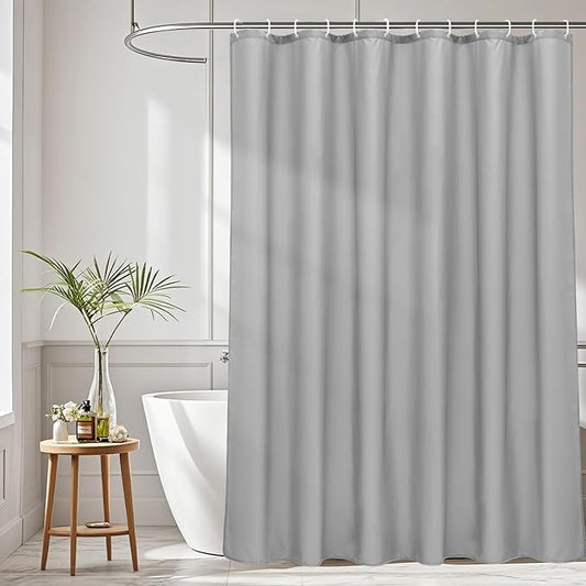 AooHome Extra Long Shower Curtain 72 Width x 78 Height Inch, Fabric Shower Curtain Liner for Hotel with Hooks, Water Repellent, Light Grey