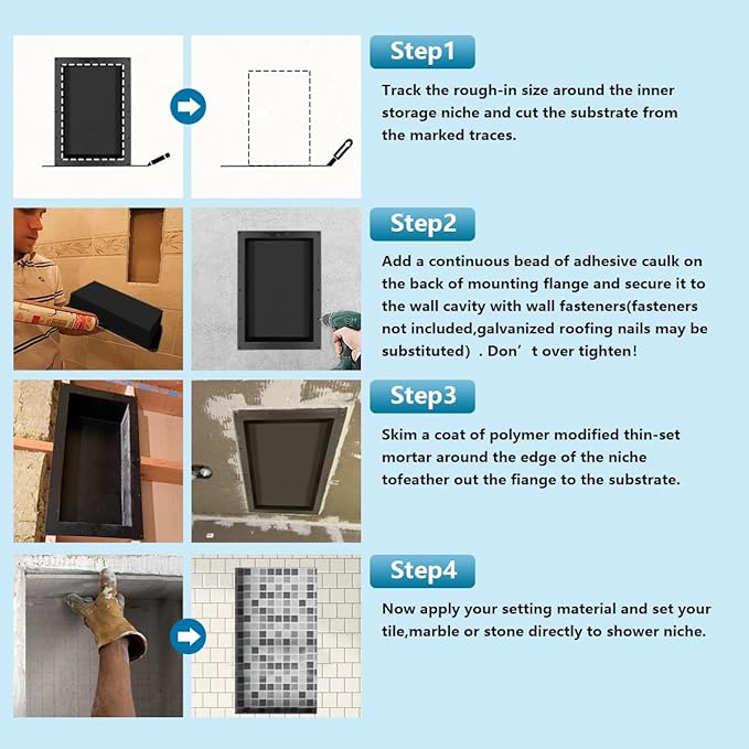 Uni-Green Ready Tile Double Shelf Shower Niche 25" x 17" x 4" Dimensions - Toiletry and Bathroom Niche Storage- Simple Installation with Texture Surface Shower Cubby Double Shelves