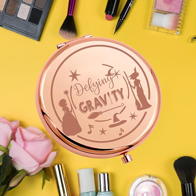 KEYCHIN Witch Pocket Mirror Musical Fans Gifts Defying Witch Compact Makeup Mirror Musical Theatre Witch Merch(Defying-RG)