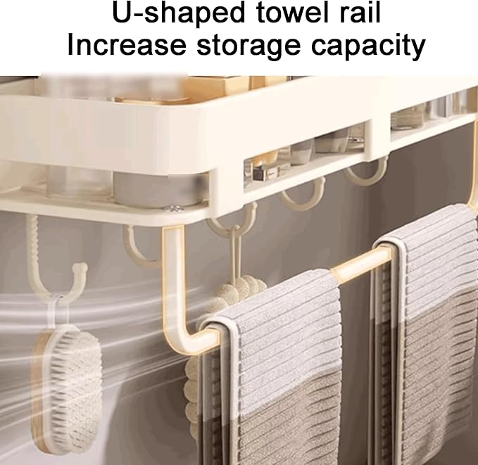 Removable Aluminum Bathroom Shelf Wall Mounted Shelf Suction Cup Removable Bathroom Shelf Widened Bathroom Rack Large Capacity