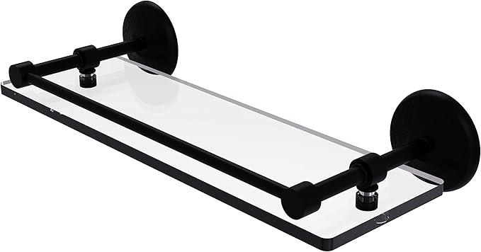 Allied Brass MC-1/16-GAL-BKM Mc 1 Gal Monte Carlo Inch Tempered Gallery Rail Glass Shelf, 16 Inch, Matte Black