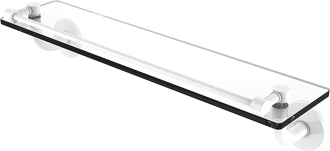 Allied Brass RM-1-22-GAL Remi Collection 22 Inch Vanity Gallery Rail Glass Shelf, Matte White