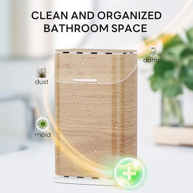 GFWARE Toothbrush Holders with Cover - 5 Slots Toothbrush and Toothpaste Holde Kids Tooth Brush Holder for Bathroom, Detachable Bathroom Sink Organizer countertop, Wood