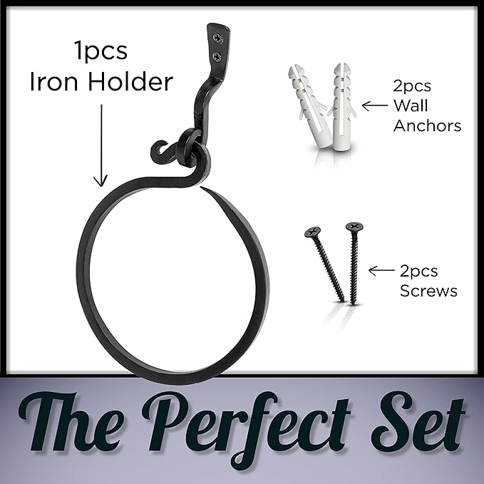 Wrought Iron Towel Ring - A Touch Of Artisanal Charm To Your Kitchen Or Bathroom With Our Handmade Towel Rack. Crafted By Blacksmiths, This Rustic Towel Rack Will Add A Timeless Elegance To Your Space