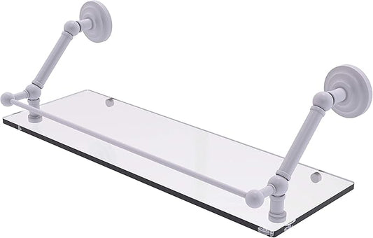 Allied Brass PQN-1-24-GAL Prestige Que New 24 Inch Floating Gallery Rail Glass Shelf, Matte White