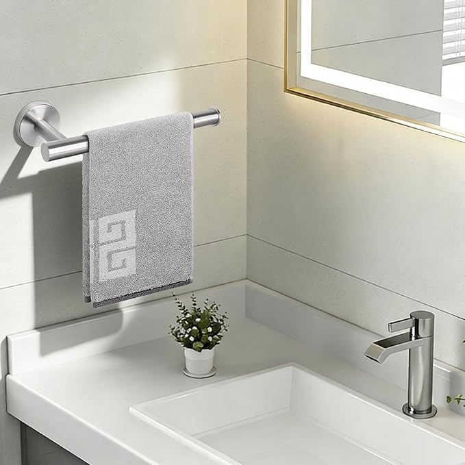 NearMoon Hand Towel Holder/Towel Ring, Thicken Stainless Steel Hand Towel Bar for Bathroom, Rustproof Wall Mounted Towel Rack, Contemporary Style Bath Accessories, 9 Inch (1 Pack, Brushed Nickel)