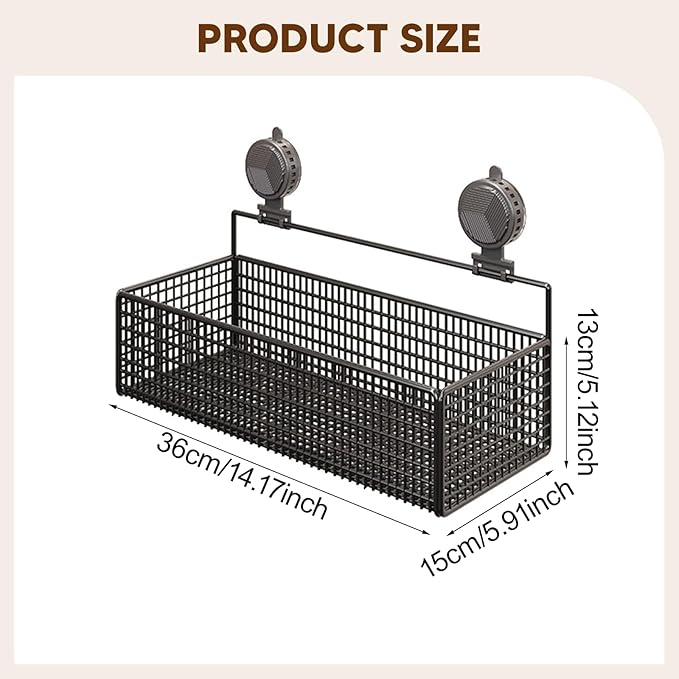 Bathroom Shelf with Suction Cup, Shampoo Holder, Bathroom Organizer, Black L