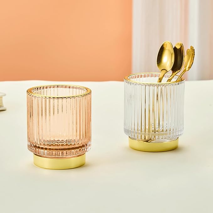 Makeup Brush Holder Organizer,Toothbrush Holders,Desk Pen Pencil Holder,Multifunctional Vintage Glass Brush Cup(A3-21-US)
