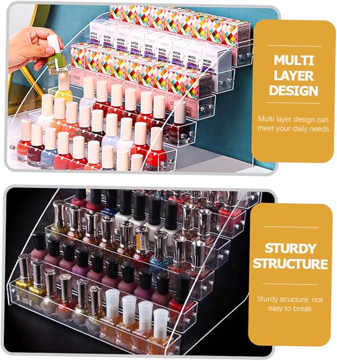 FRCOLOR Multi Layer Nail Polish Organizer Rack Display Your Favorite Colors Stable Base for Home Salon Use Also Holds Lipstick and Essential Oils