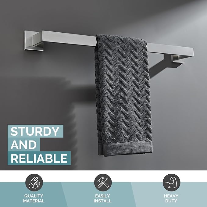 Bath Towel Bar 23.74", Angle Simple SUS304 Stainless Steel Bathroom Towel Holder, Shower Towel Rod, Single Towel Hanger Bar, Clothing Towel Rack for Wall, Brushed Nickel