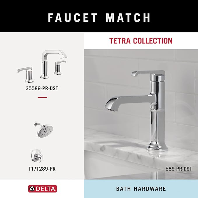 DELTA FAUCET 78908 Tetra 8 in. Hand Towel Bar Bath Hardware Accessory in Polished Chrome