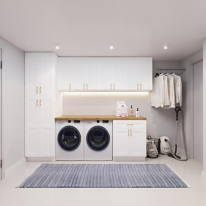ROOMTEC Wood Wall Cabinet,RTA Single Door Medicine Cabinet with Adjustable Shelves and Soft-Close Door for Kitchen, Bathroom, and Laundry. 12" D*21" W*30" H, Shaker White