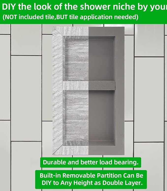 Tile Ready Shower Niche 24"x12" Niche for Shower Wall, Recessed Showers Niches Box Shelf for Bathroom Storage/Remodel,Waterproof and Ready-to-Tile,Outer Size 16"x28",Depth 4”