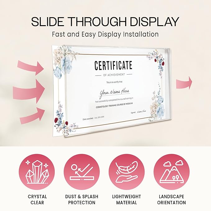 Beauticom Clear Acrylic License Holder for Cosmetology or Other Business (Quantity: 2 Pieces)