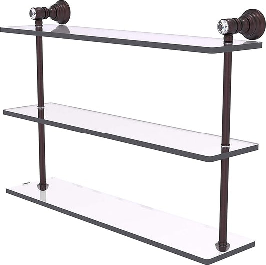 Allied Brass CC-5-22 Carolina Crystal Collection 22 Inch Triple Glass Shelf, Antique Bronze