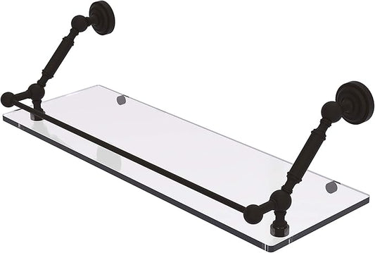 Allied Brass DT-1-24-GAL-ORB Dottingham 24 Inch Floating Glass Shelf with Gallery Rail, Oil Rubbed Bronze