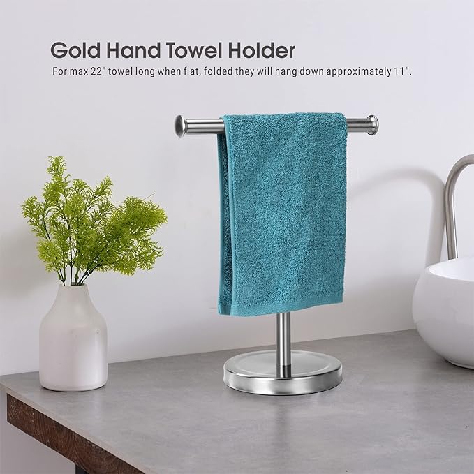 Songtec Hand Towel Holder Stand for Bathroom Vanity Countertops, Fingertip Towel Rack, T-Shape Holder, Accessories Jewelry Stand - Brushed Nickle