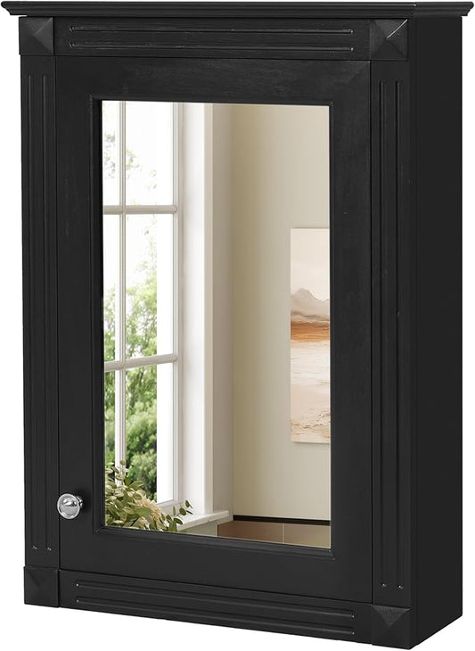 Merax Bathroom Medicine Cabinet with Mirror Door & Adjustable Shelves, 20" x 28" Wall Mounted Bathroom Storage Cabinet with Mirror, Over The Toilet