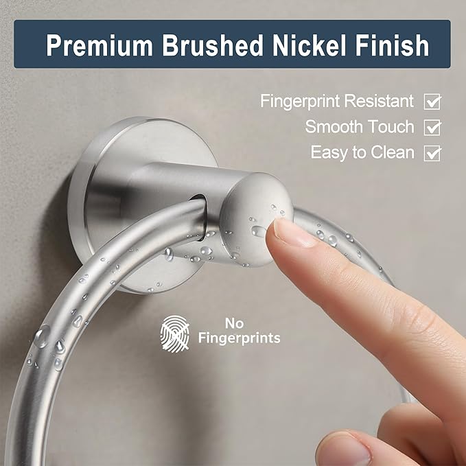 BGL Towel Ring Brushed Nickel, Bath Hand Towel Ring Stainless Steel Round Towel Holder for Bathroom