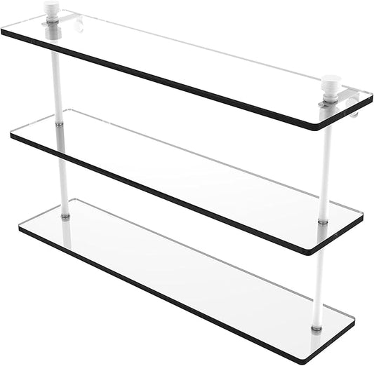 Allied Brass FT-5/22 Foxtrot Collection 22 Inch Triple Tiered Glass Shelf, Matte White