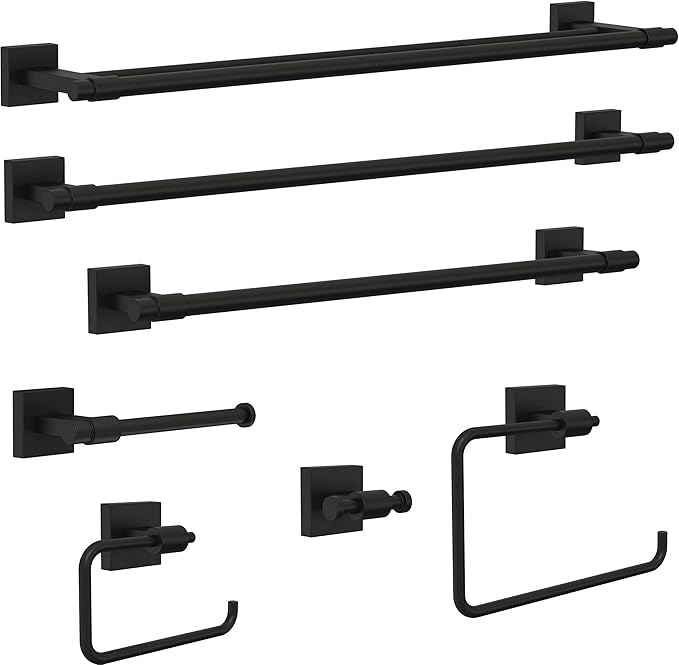 Franklin Brass Maxted (1-Pack) 24" Towel Rack for Bathroom, Matte Black Double Towel Bar for Bathroom Wall Towel Holder Rod Wall Mounted Bathroom Accessories MAX25-FB